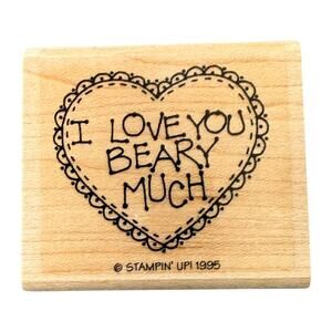Stampin Up! I Love You Beary Much Heart 1995 Rubber Stamp